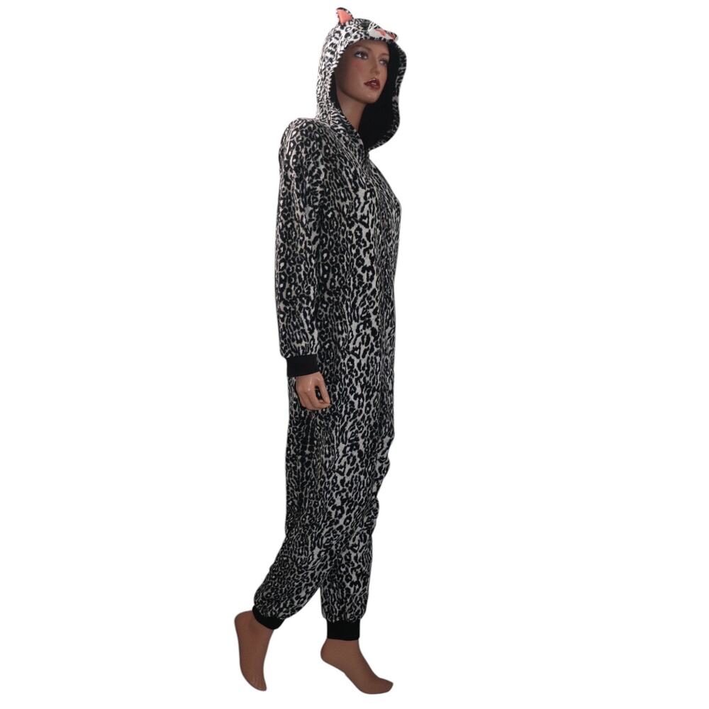 Nick & Nora Cat Footless Pajamas Fleece One Piece Zip Size Medium